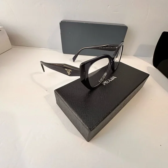 💯- New- Authentic Prada PR18WV 08Q101 Eyeglasses Dark Blue Crystal Cat E…